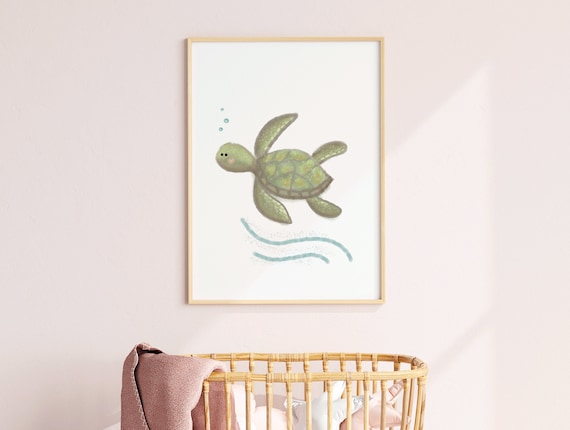 Turtle Nursery Decor Ocean Sea Turtle Print Neutral Ocean Girl Nursery Art Baby Ocean Theme Cute Under The Sea Theme Nursery Decor Boy Beach