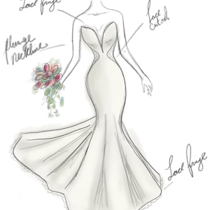 Custom Wedding Dress Sketch Bridal Gown Design Wedding Dress Wall Art Customizable Wedding Gift Bride Gift Bridal Shower Gift For Her