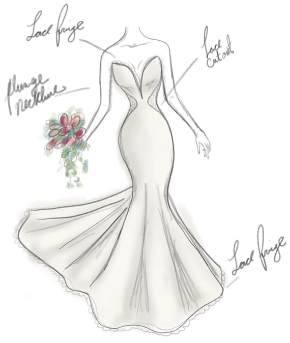 Custom Wedding Dress Sketch, Wedding Dress Hand Drawing, Say Yes to the  Dress, Bride Shoes Wedding Date, Paper Gift, One Year Anniversary - Etsy