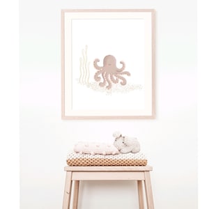 Ocean Nursery Wall Art Octopus Nursery Decor Pink Ocean Nursery Deco Nautical Nursery Decor Ocean Nursery Prints Baby Ocean Theme Beach