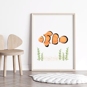 Nemo Nursery Print, Clown Fish Print Fish Picture Nursery Nemo Print Nemo Baby Ocean Theme Sea Nursery Theme Art Nemo Decor Nautical Nursery