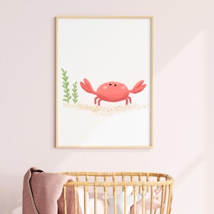 IMPRIMABLE chambre de bébé crabe thème océan impression océan chambre de bébé océan thème chambre d'enfant impression crabe art mural mignon sous la mer bébé téléchargeable
