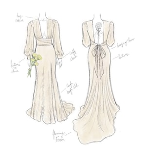 Custom Wedding Dress Sketch - Wedding Dress Design