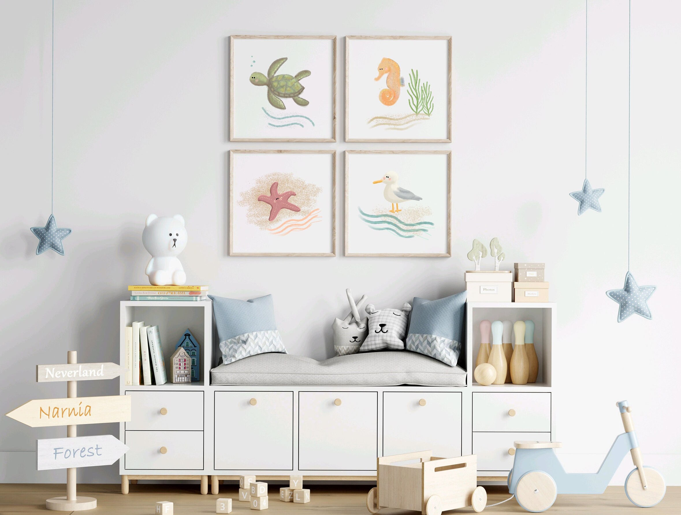 Ocean Nursery Decor Nautical Nursery Wall Art Seagull Beach Baby Room ...