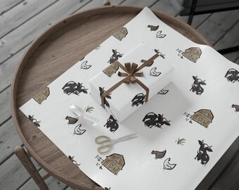 Cow Wrapping Paper | Farm Animal Wrapping Paper Cow Print Wrapping Paper Farm Animal Gift Wrapping Paper Country Gift Wrap Farm Theme Gift