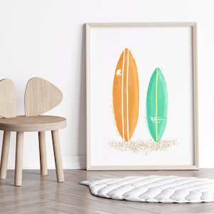 Nursery Surf Board Wall Art Surf Board Art Print Surf Art Nursery Baby Ocean Theme Nautical Nursery Decor Ocean Girl Nursery Beach Nursery