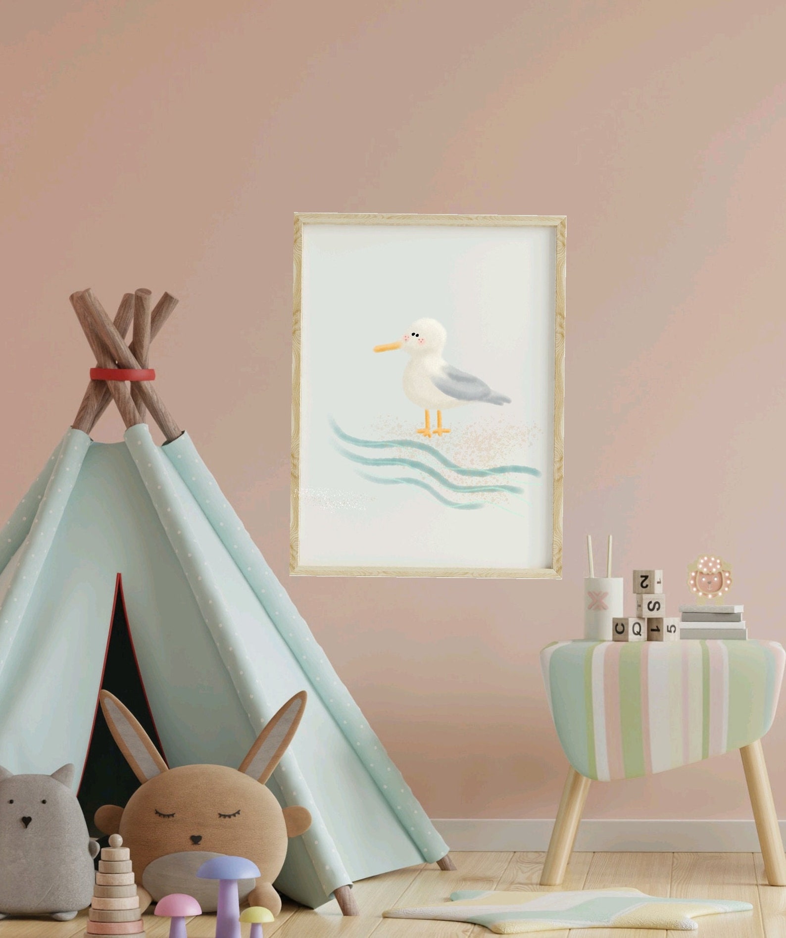Ocean Nursery Decor Nautical Nursery Wall Art Seagull Beach - Etsy