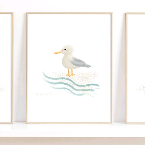 Ocean Nursery Decor Nautical Nursery Wall Art Seagull Beach Baby Room Under The Sea Nursery Prints Gender Neutral Baby Room Baby Shower Gift