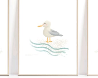 Ocean Nursery Decor Nautical Nursery Wall Art Seagull Beach Baby Room Under The Sea Nursery Prints Gender Neutral Baby Room Baby Shower Gift