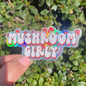 Mushroom Sticker for Girls and Women Magic Mushroom Design Waterproof Sticker for Tumbler and Laptop Holographic Sticker for Mushroom Lover