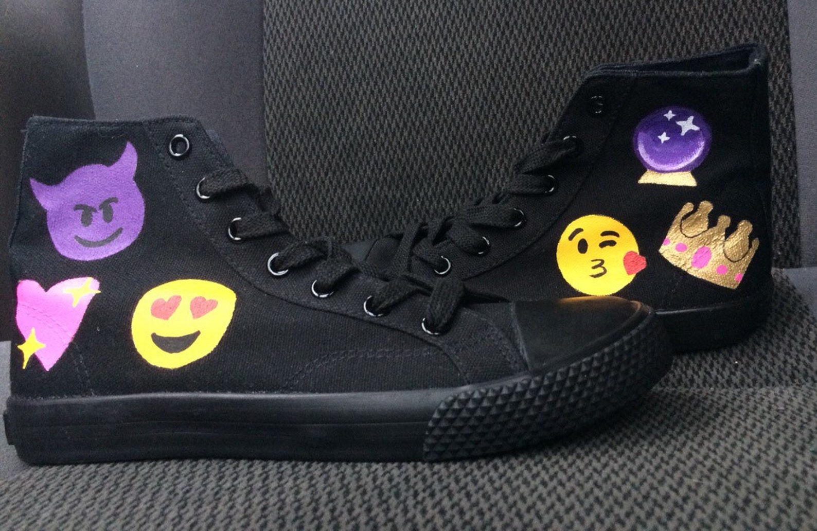 EMOJI Converse Shoes Hand Painted Etsy