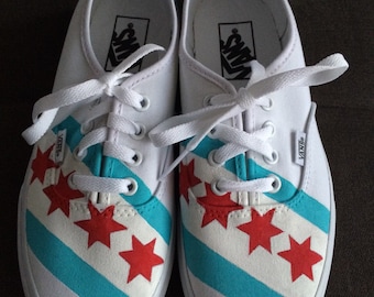 CHICAGO FLAG & SKYLINE Shoes (Vans) - hand painted