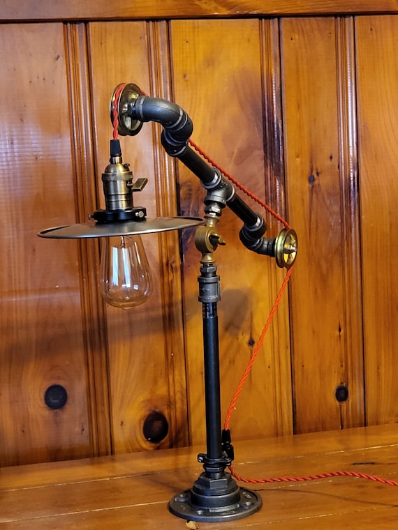1 Articulating Pulley Table Lamp Flat Shade Steel Finish E 26 Etsy