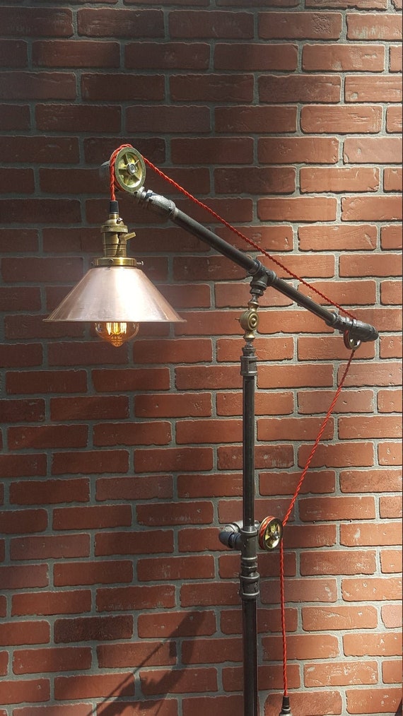 Industrial pulley 2024 floor lamp