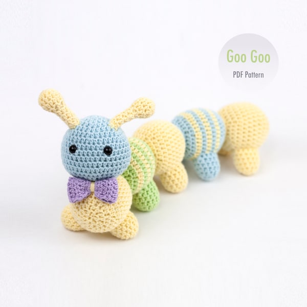 Amigurumi crochet pattern, caterpillar Goo Goo crochet pattern, toy PDF patterns, insect animal crochet patterns (english only),