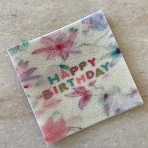 Happy Birthday (floral) - Essbares Oblatenpapier Personalisierbar