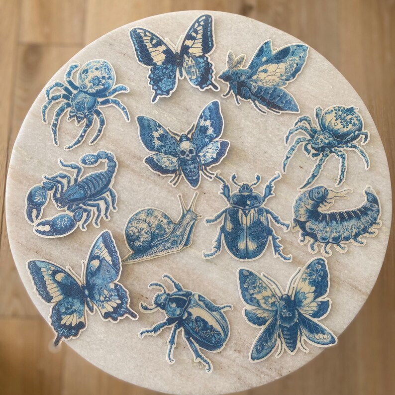 Insect Customized Blue Chinoiserie Insects - Custom Edible Wafer Paper - Etsy