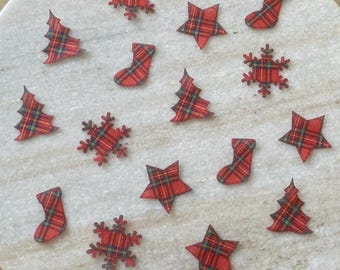 Plaid Christmas Shapes - Custom Edible Wafer Paper