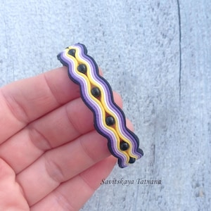 Pulsera de soutache no binaria, pulsera de orgullo lgbt violeta y amarillo, joyería no binaria