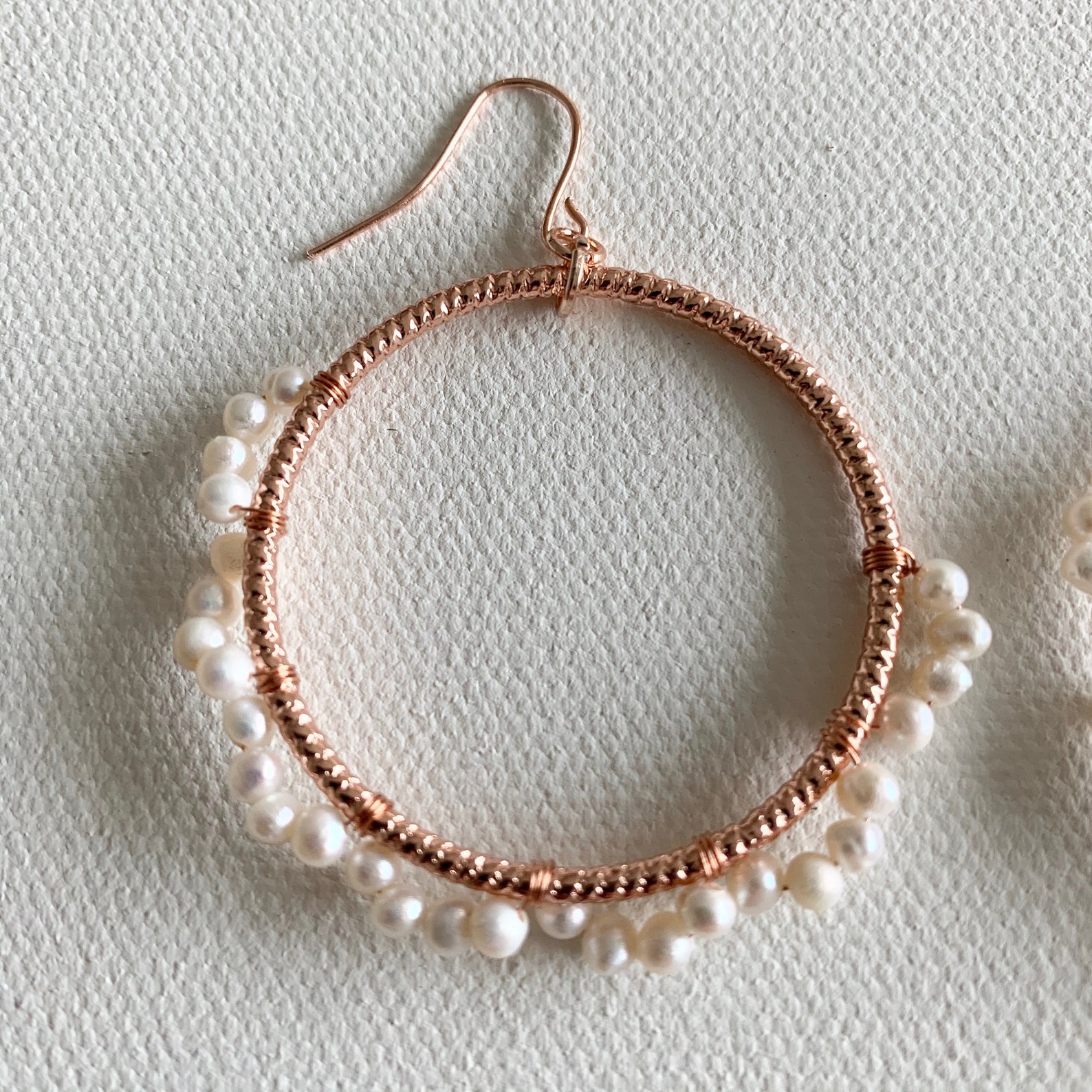 24k Gold Plated Drop Hoop Pearl Earrings Dangle Drop Etsy