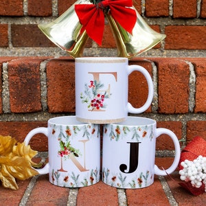 Holiday Mug with Initial - 11oz white mug