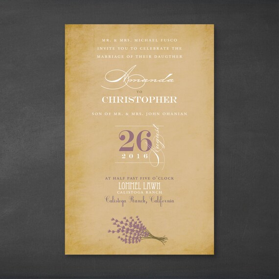 Lavender Country Wedding Invitation Diy Digital