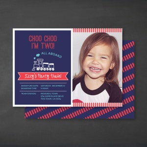 Choo Choo dat ik ben twee uitnodiging voor feestje trein verjaardagsthema {digitale DOWNLOAD}
