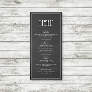 Customizable Chalkboard Typography Wedding Menu {DIGITAL DOWNLOAD}