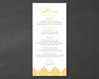 Damask Customizable Wedding Menu DIY {DIGITAL DOWNLOAD}