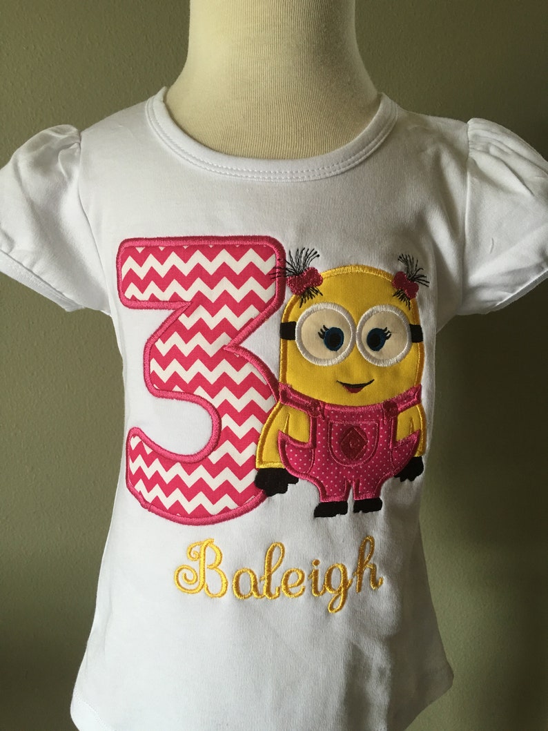 Girls Minion Birthday Shirt Birthday Personalized Minion Etsy