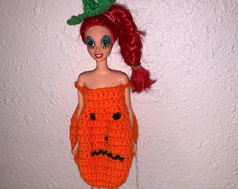 Pumpkin Costume Crochet Pattern for Barbie and other 11-1/2" Fashion Dolls