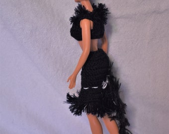 Two-Piece Black Cat Costume Crochet Pattern for Barbie and other 11-1/2" Fashion Dolls