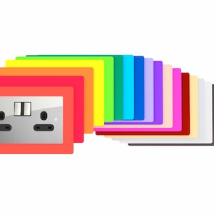 Double socket switch socket coloured acrylic surround finger plate cover - huge colour choice