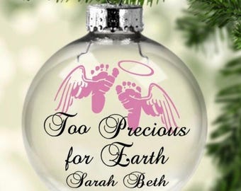 Adorno conmemorativo personalizado de bebé rosa: recuerdo de alas de ángel