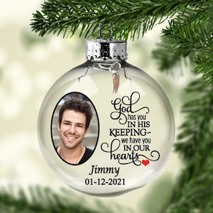 Memorial photo ornament- Christmas memorial ornament - floating memorial ornament- personalized memorial ornament
