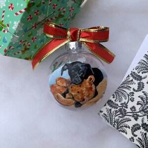 Dog Portrait Ornament Handpainted, Personalized Dog Ornament Memorial Pet Ornament Custom Pet Portrait Gift, Pet Loss Gift Ornament image 8