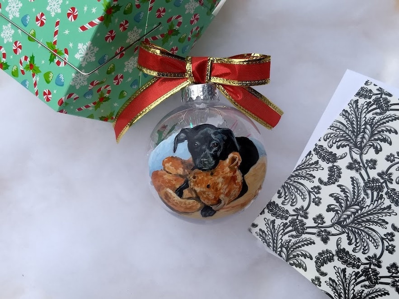 Dog Portrait Ornament Handpainted, Personalized Dog Ornament Memorial Pet Ornament Custom Pet Portrait Gift, Pet Loss Gift Ornament image 8
