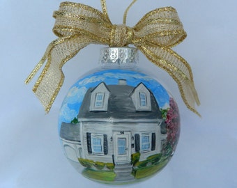 Painted House Ornament, Custom House Ornament, House Portrait Ornament, Hand Painted House Ornament, House Ornament Gift, Couple House Gift