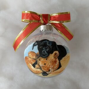 Dog Portrait Ornament Handpainted, Personalized Dog Ornament Memorial Pet Ornament Custom Pet Portrait Gift, Pet Loss Gift Ornament image 3
