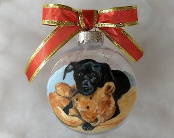Custom Dog Portrait Ornament Hand Painted Personalized Dog ornament Memorial Pet Ornament Handpainted, Pet Portrait, Pet loss keepsake gift