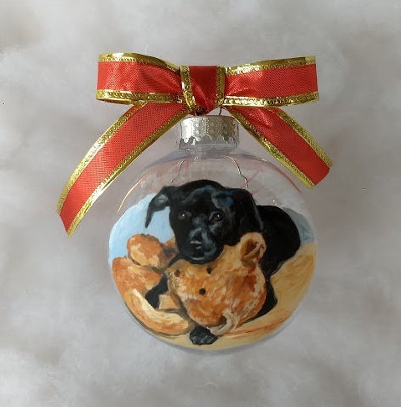 Dog Portrait Ornament Handpainted, Personalized Dog Ornament Memorial Pet Ornament Custom Pet Portrait Gift, Pet Loss Gift Ornament image 3