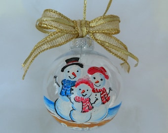 Beach Snowmen Ornament Handpainted, Personalized Snowmen Ornament, Beach Ornament, Personalized family Ornament Gift, gift for family