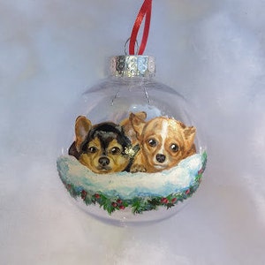 Dog Portrait Ornament Handpainted, Personalized Dog Ornament Memorial Pet Ornament Custom Pet Portrait Gift, Pet Loss Gift Ornament image 4