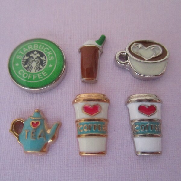 Coffee and Tea Floating Charms ~ Memory Locket Charms