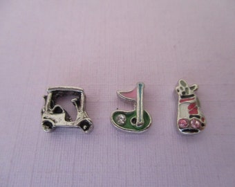 Golf Floating Charms ~ Memory Locket Charms ~ Floating Lockets