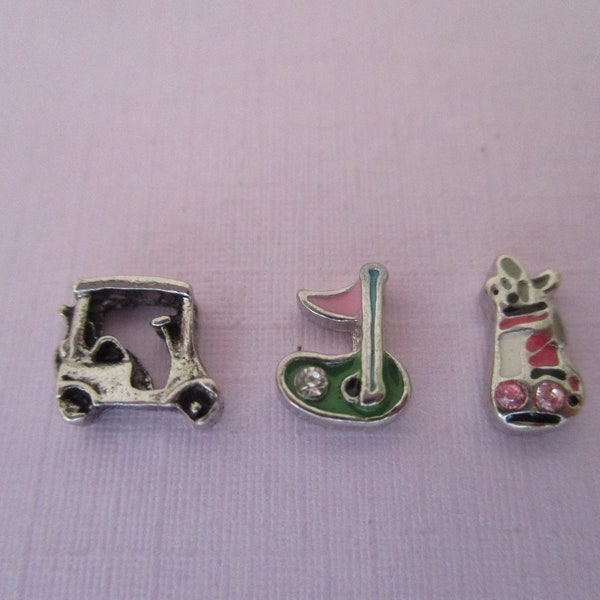 Golf Floating Charms ~ Memory Locket Charms ~ Floating Lockets