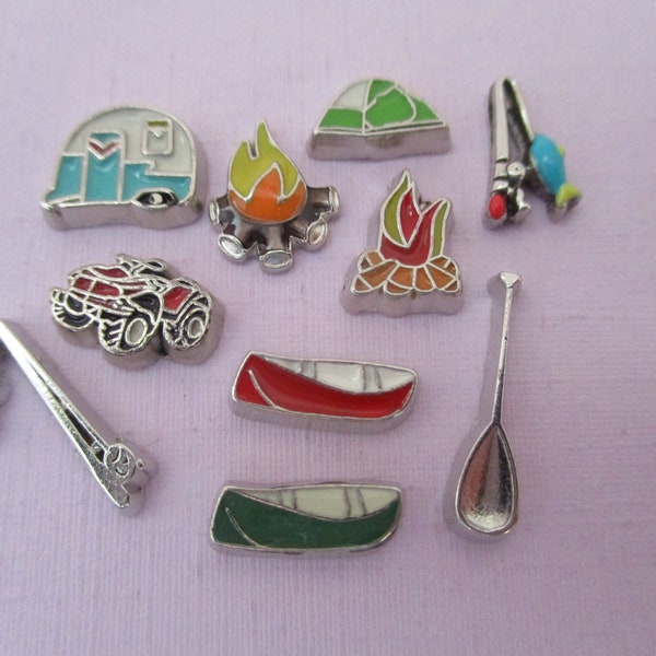 I Love Camping Floating Charms ~ Memory Locket Charms ~ Floating Lockets