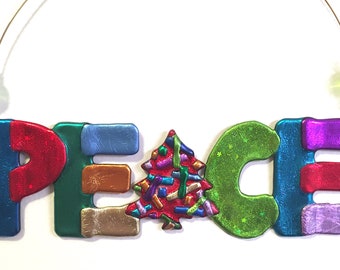 PEACE Ornament, Christmas Ornament, Heart, Snowflake, Word Ornament, Christmas Decorations, Handmade christmas ornaments, Christmas Gifts