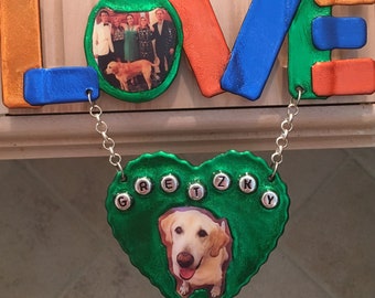 PET LOVE Ornament, Personalized Celebration of Life or Memorial, "Photo-gems" of Dog/Cat Names request quotes. 1-2 Tier Designs Wall hanging