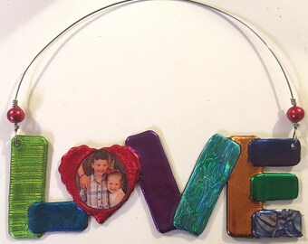 Grandchildren Three Generation Family Ornament, CUSTOM PHOTO, Adorable Grandparent Gift, Wall Hanging Home Decor